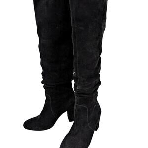 STEVE MADDEN! BLACK SUEDE LEATHER "SLOUCHY" WESTERN, CHUNKY BOOTS! SZ 8.5M